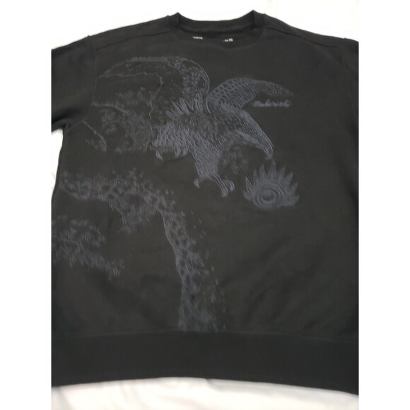 Maharishi Sweatshirt Mens Large Black Hemp Cotton Embroidered Winter Eagle - Picture 4 of 12